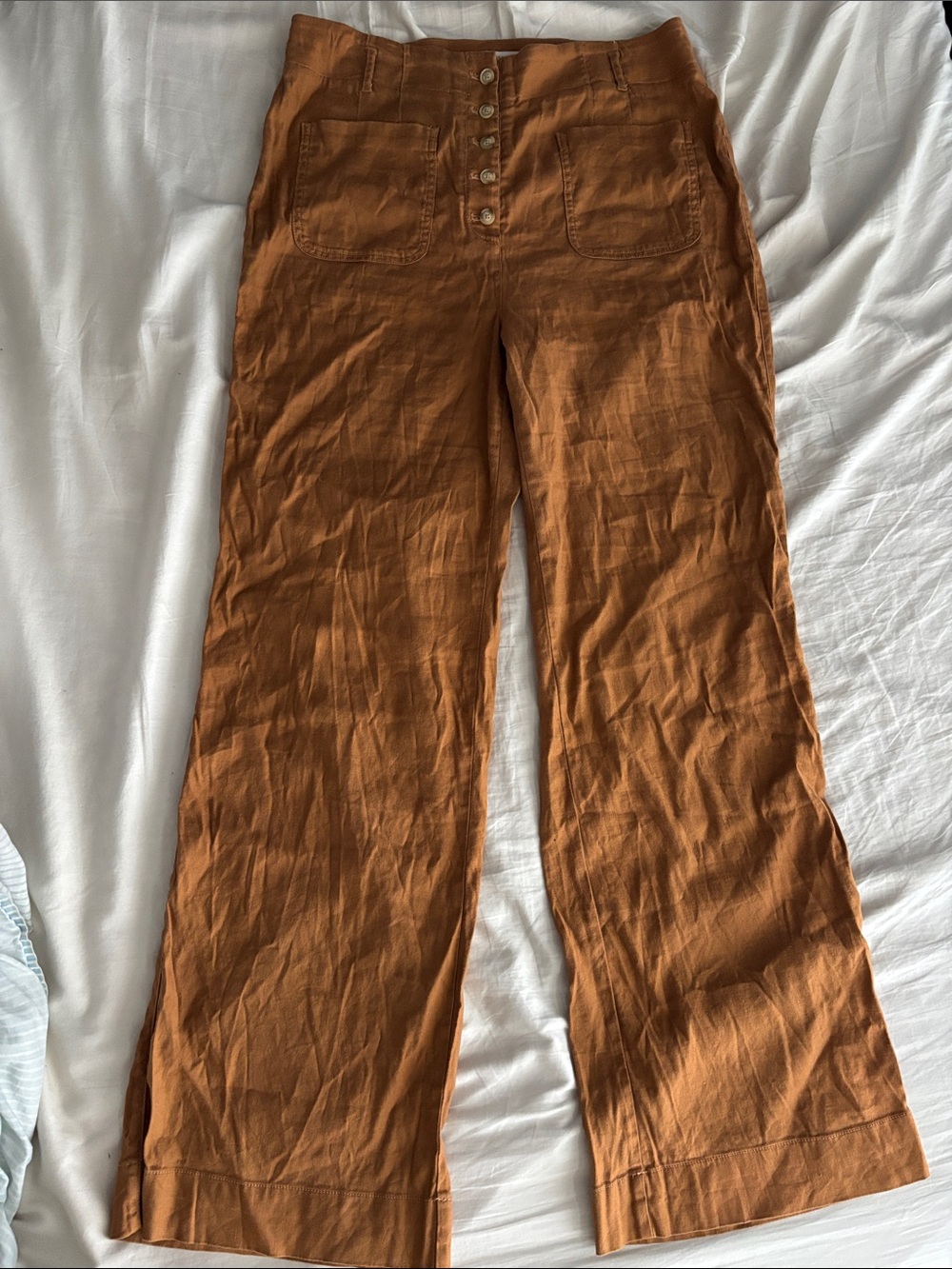 Anthropologie Wide-Leg High-Rise Pants in Burnt Orange